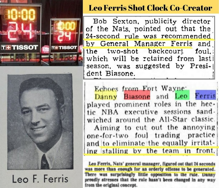 To summarize the career of  @LeoFerrisNBA, he had a direct hand in the following:*Founding what is now the  @ATLHawks*Financially saving the Syracuse Nationals (now  @sixers)*Creating the shot clock*Furthering racial integration in pro hoops*Founding the  @NBA itself in 1949