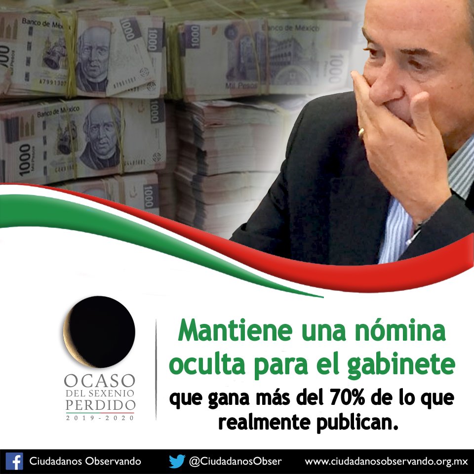 CiudadanosObser's tweet photo. Engaña a la ciudadanía mediante la Plataforma Estatal de Transparencia, donde publica que los integrantes de su gabinete tienen percepciones netas mensuales de apenas $31, 649.00.
#TransparenciaYa #LoQueCallaCarreras #5InformeSLP https://t.co/byojNO9eh3