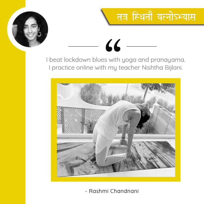hellomyyoga's tweet photo. My name is Rashmi Chandnani. I beat lockdown blues with yoga and pranayama with my teacher Nishtha Bijlani. 

- Rashmi Chandnani

#yoga #meditation #healthandwellness https://t.co/6mFTkqHxfq