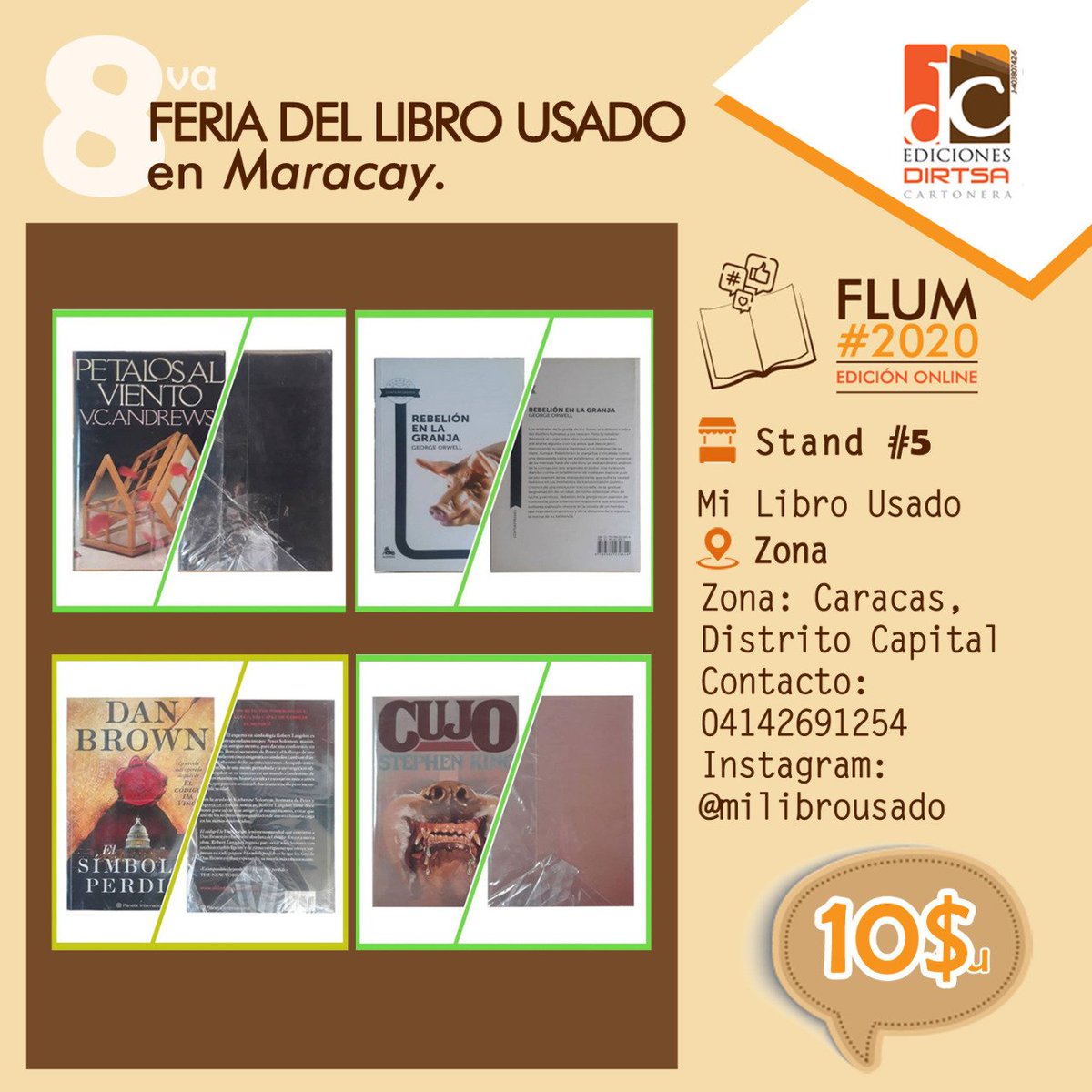 DirtsaCartonera's tweet photo. Seguimos con la #FLUM2020, edición online en nuestras redes de Instagram: @edicionesdirtsa.cartonera y por Facebook: Dirtsa Cartonera
Síguenos y disfruta de las ofertas en libros usados, raros, nuevos, antiguos y descatalogados.
#standvirtuales
#Maracay #Venezuela https://t.co/9fkk580NhH