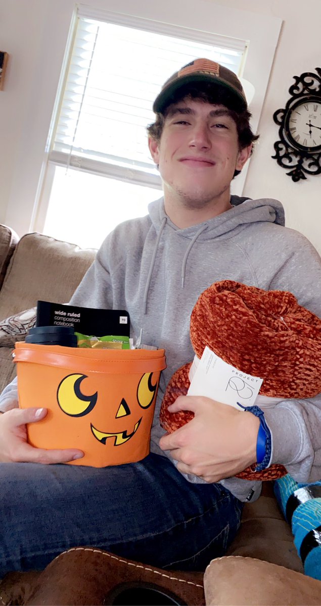 Will &amp; the 🎃spooky basket 🎃 he made me 🥺🥺 excuse me while i use the blanket every night for the rest of my life