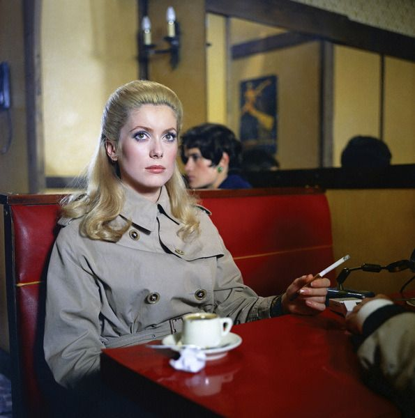 Catherine Deneuve, 1968, people in cafes smoking