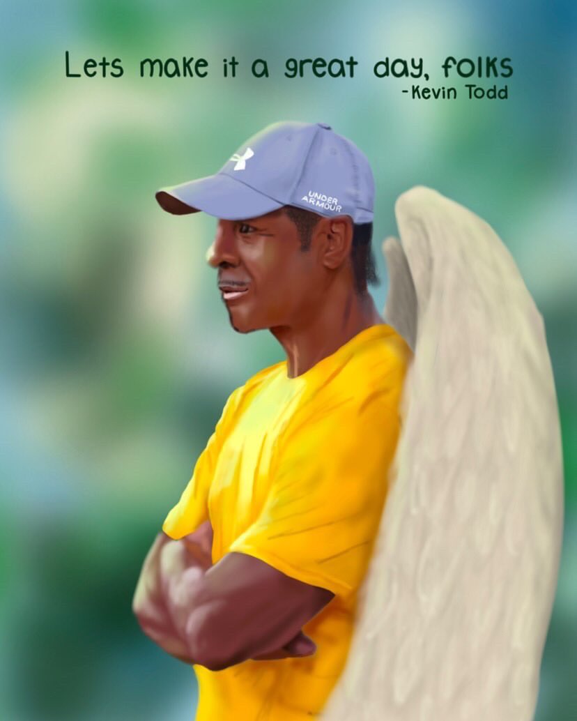The stories of how Coach Todd inspired others have been overwhelming! Thank you to all that have reached out! And thank you to our talented student, Jordyn Labunski, for this amazing image #LetsMakeItAGreatDayFolks