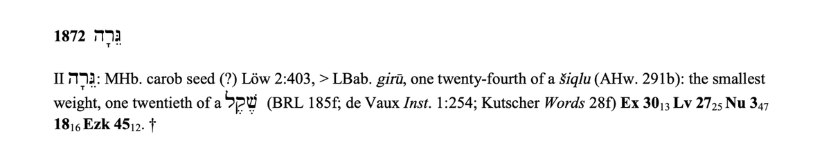 …while, in ancient Israel, it was the ‘gerah’ (1/20th shekel) (also ‘carob-seed’):——————————————