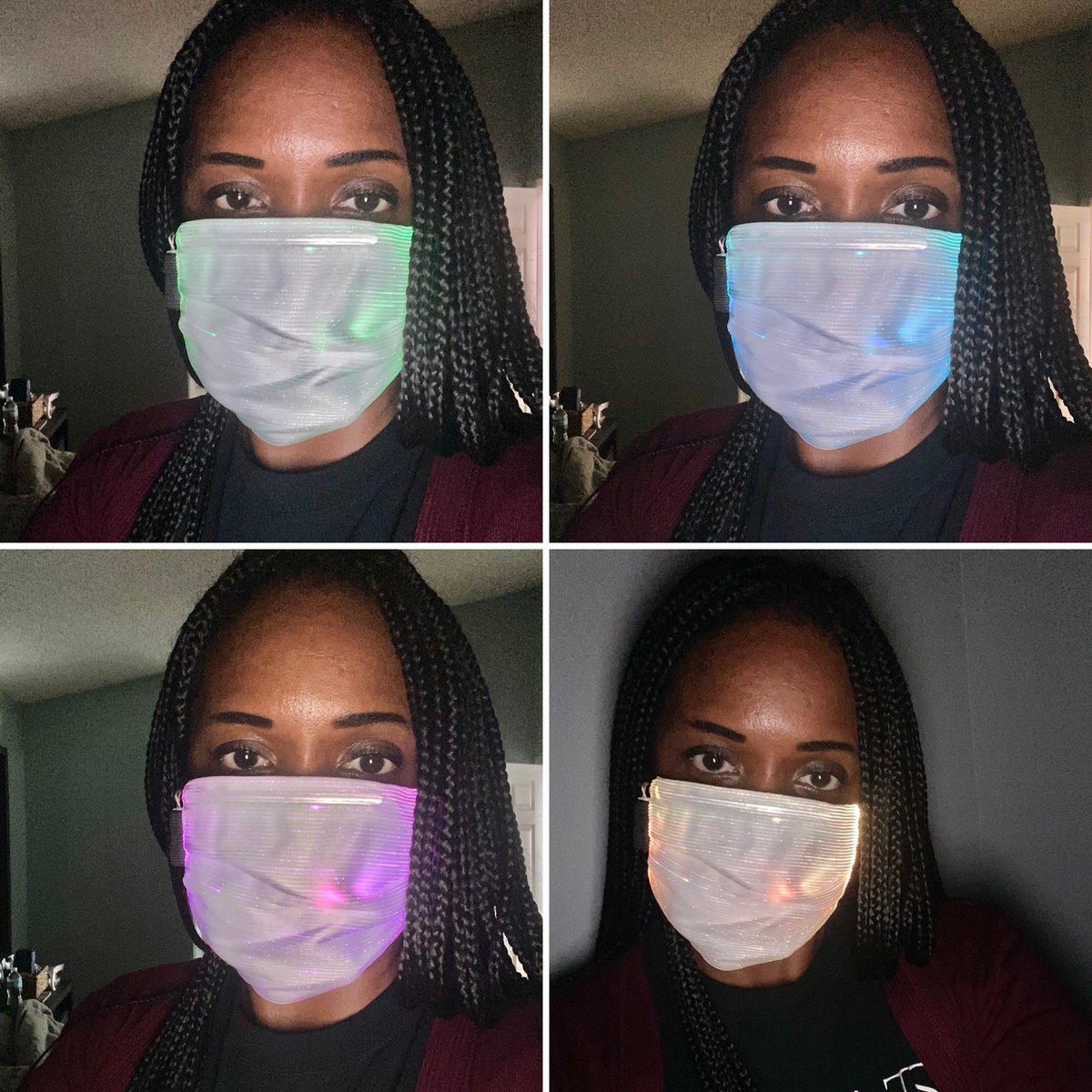 HandsTera's tweet photo. Thanks for the colored and flashing light mask, Audra Price Pittman!!! Now I can match in style🥰 ... I love it ♥️‼️ @audra_pittman1 @SeanPittman https://t.co/2R3k3C3nCe