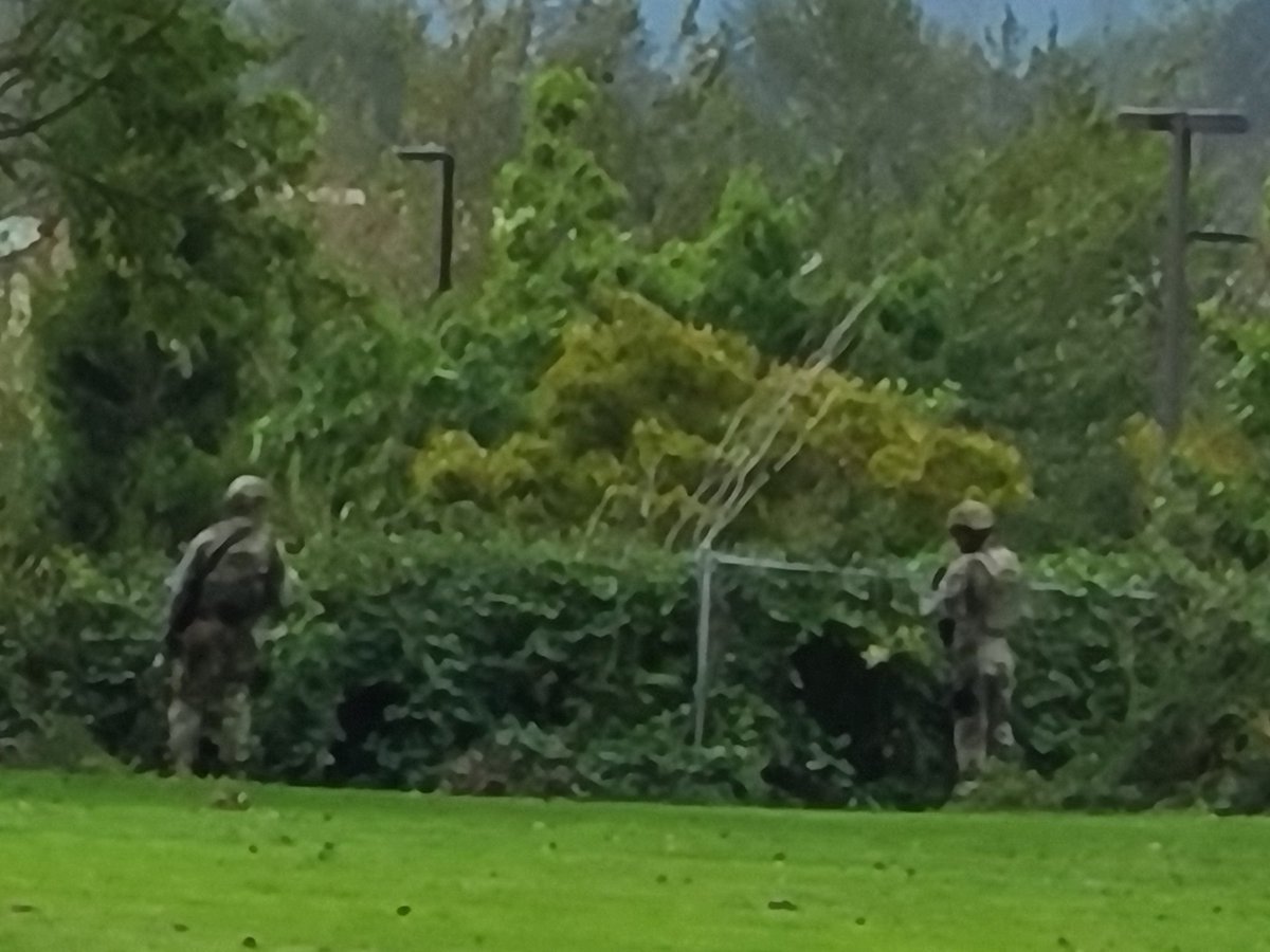 Militia dudes with armor and ARs run checkpoints on the outskirts of the field.