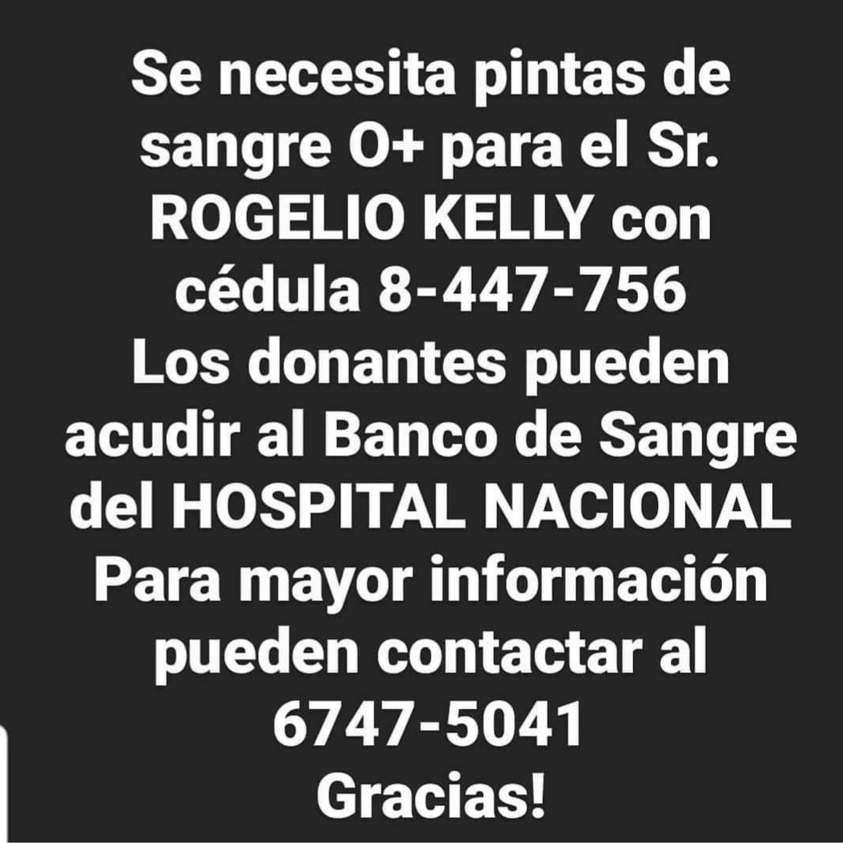 EliasGRpc's tweet photo. Ayudemos a Rogelio, hermano de mi amigo Roberto Kelly. https://t.co/IjNi44osix