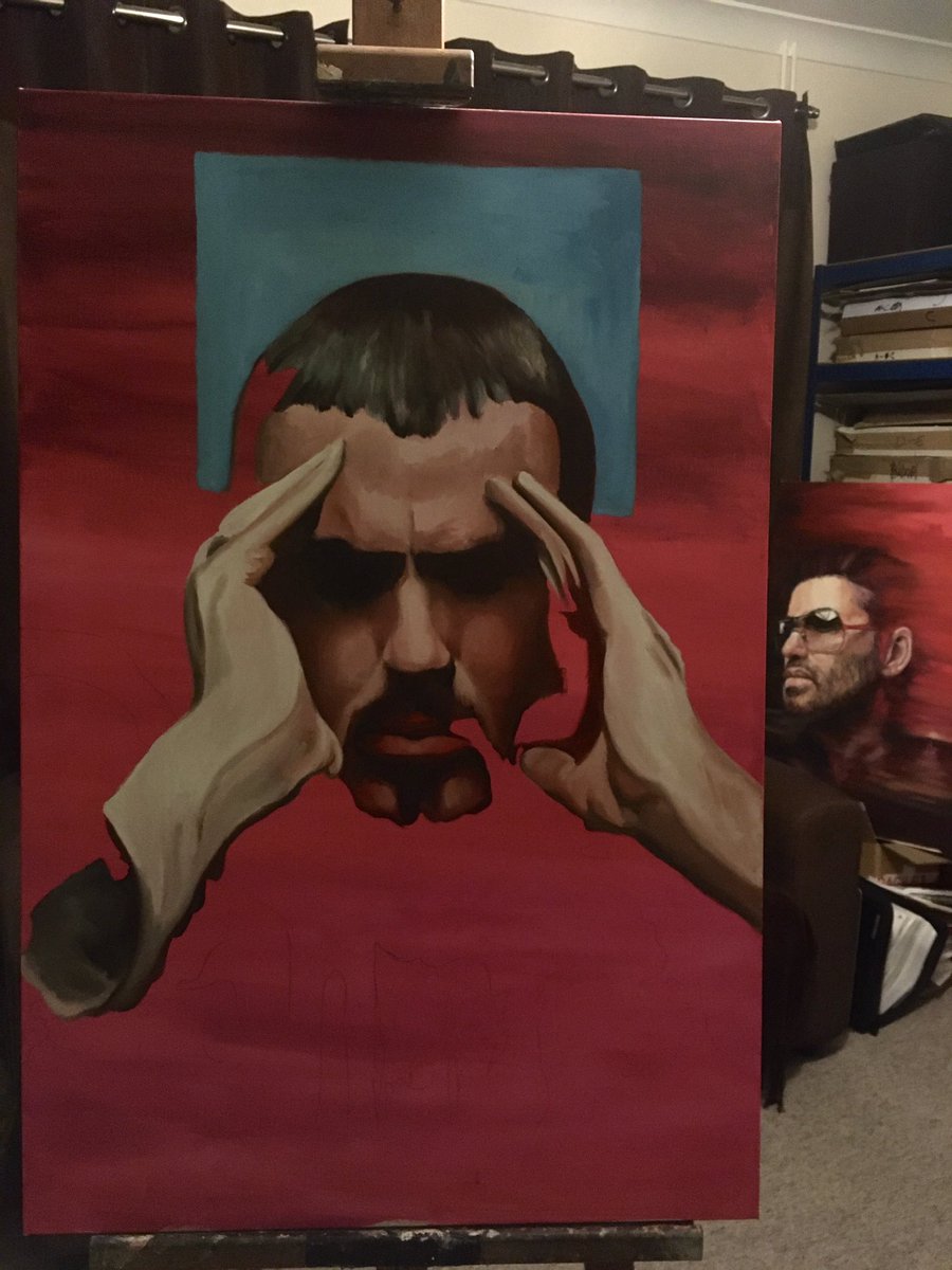 paintpop's tweet photo. Working on paintings for my forthcoming George Michael Exhibition. Oil on canvas 36x24” #georgemichael_fans #georgemichael #georgemichaelforever #georgemichaelart #paintpop #youhavebeenloved #exhibition #popnouveau #wham #stormy #stormyart #hylandsartiststudios #hylandsestate https://t.co/jewVXHl4YY