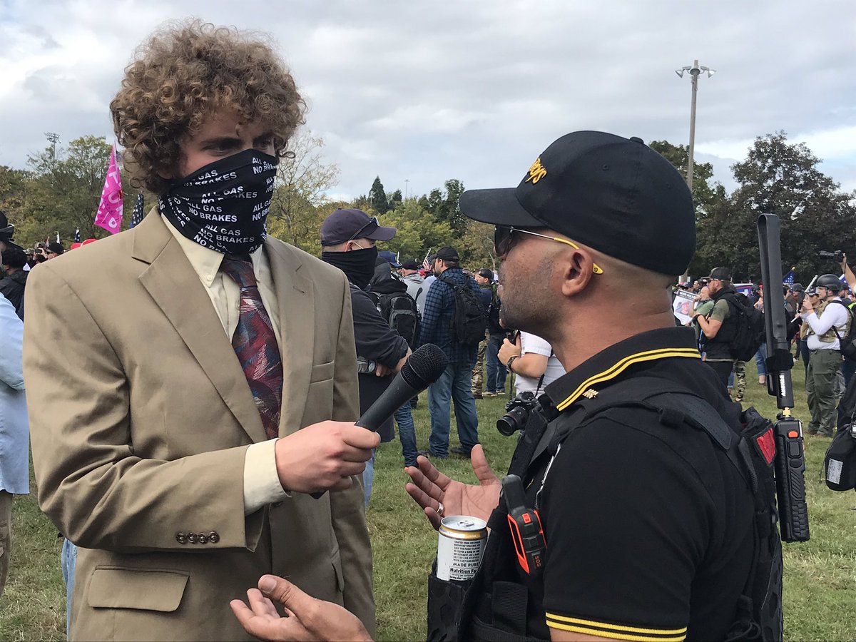 Enrique Tarrio, leader of the Proud Boys, is doing an interview with ‘No Gas, No Breaks’“We’re really fucking good at self defense”