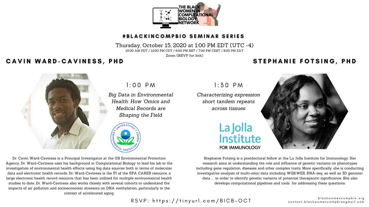 Flyer to share for our next #BlackInCompBio seminar Thursday, October 15!