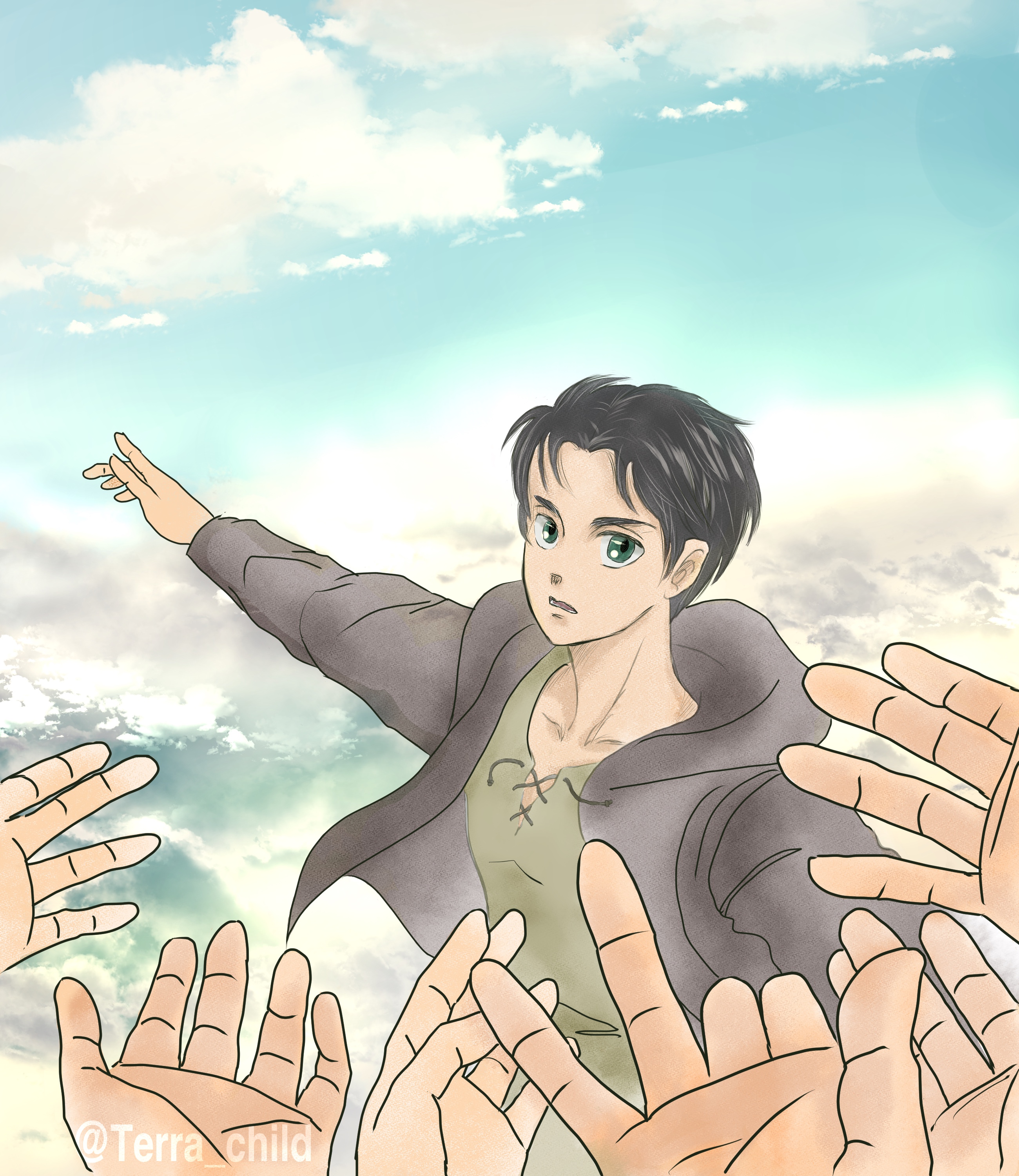 Terrachild 迎えにきたよ 進撃の巨人 進撃の巨人132話 進撃の巨人イラスト デジタルイラスト練習中 イラスト好きさんと繋がりたい エレン T Co Dowc8rersg Twitter