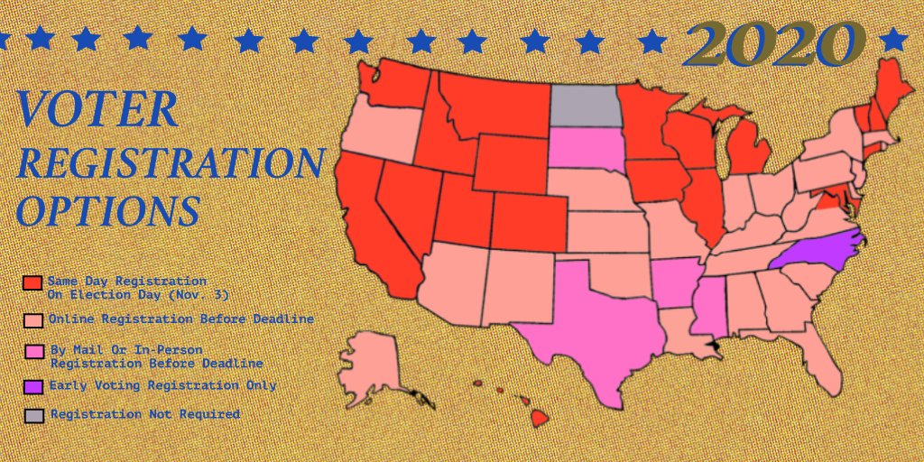 DC also offers same-day registration. In states where you can register same-day, you may need to provide proof of residency + ID. A provisional ballot may be issued if you register on the same day you vote, so check your state’s site for all you need to know! #generalelectionla