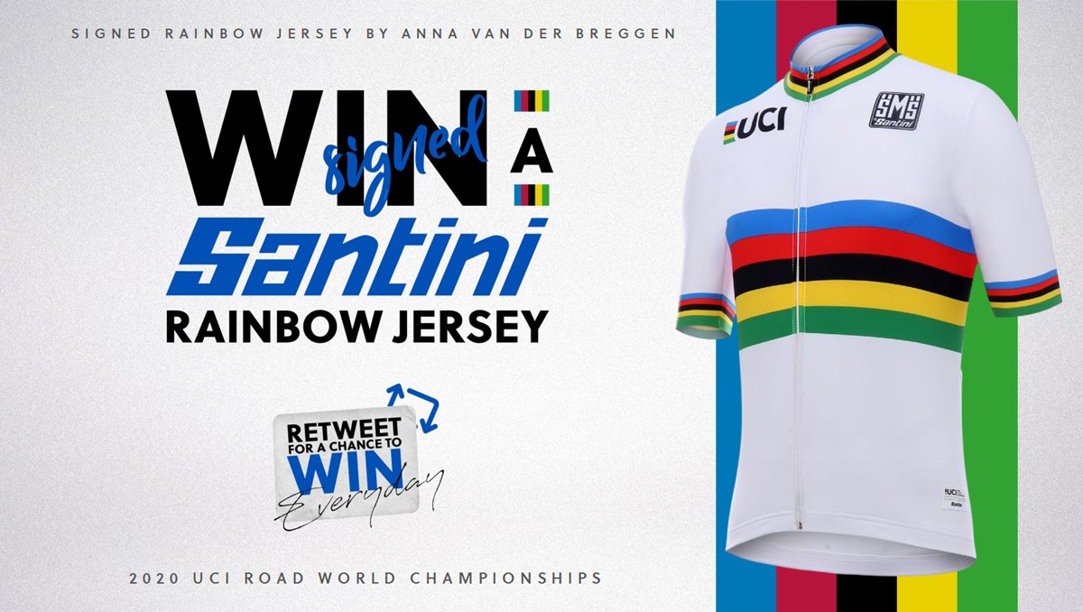 UCI (@uci_cycling) on Twitter photo 🎁Win a signed <a href="/SANTINI_SMS/">Santini Cycling</a> rainbow jersey by
<a href="/GannaFilippo/">Filippo Ganna</a>
▶️ Retweet for a chance to win
▶️ Winner picked at random and announced after competition closes at 12pm CET tomorrow, Sunday 27th September.
#Imola2020 🎁Win a signed <a href="/SANTINI_SMS/">Santini Cycling</a> rainbow jersey by
<a href="/GannaFilippo/">Filippo Ganna</a>
▶️ Retweet for a chance to win
▶️ Winner picked at random and announced after competition closes at 12pm CET tomorrow, Sunday 27th September.
#Imola2020