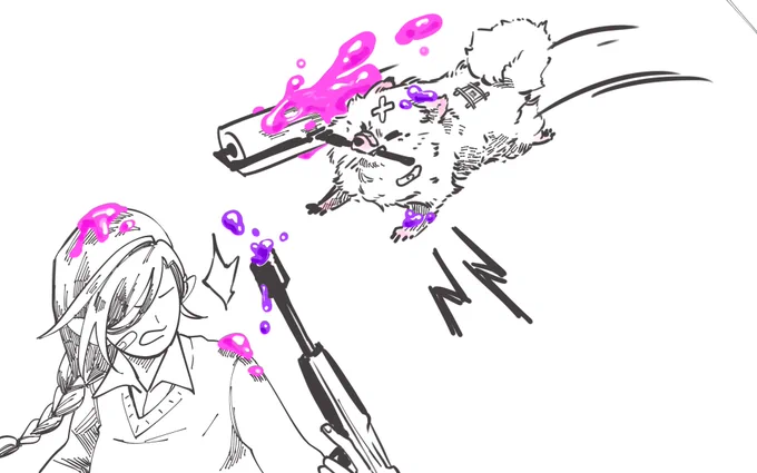 #Crossick
#いらすこや 
#巴絵 
今天沒玩過噴噴的人也看得非常開心?

一開始真的只是想畫衝鋒博美而已( 
