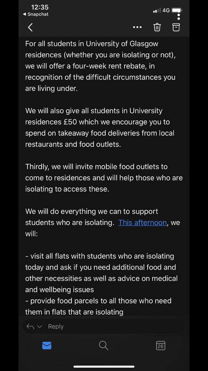 UofLrentstrike's tweet photo. The university of Glasgow sent out this email to students this should be a minimum for every uni in the uk but I believe they should be doing more #leedsstudentrentstrike https://t.co/8uHaYo22qp