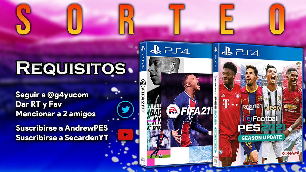 g4yucom's tweet photo. 🔰SORTEO FIFA Y PES21 GRATIS🔰

🔄RT y seguirnos @g4yucom
👯‍♂️Menciona 2 amigos
📍Suscribirse a
-https://t.co/Y5vT82qEX2
-https://t.co/jd62RWcJ30 https://t.co/gTtYgydvOO