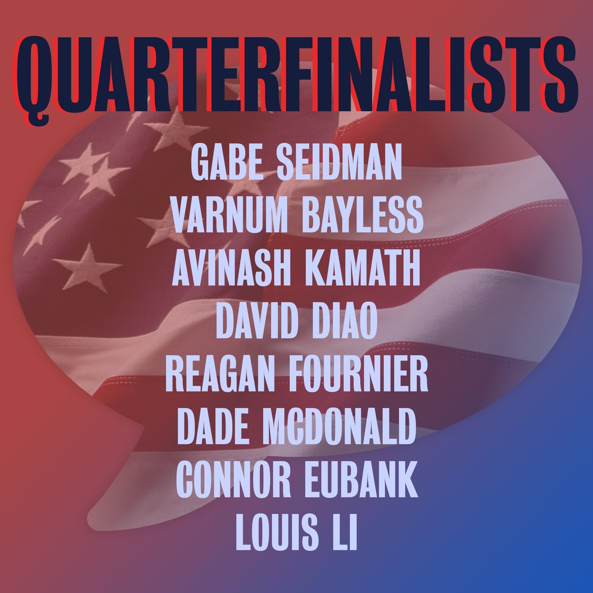 TheWeeklySpar's tweet photo. Here are your quarterfinalists for The Presidential! https://t.co/LuI3dSHzz3
