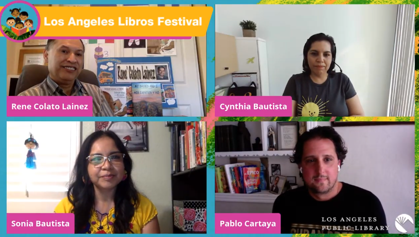 reformanational's tweet photo. Sonia Bautista and Cynthia Bautista from @laplenespanol @reformala ask acclaimed authors Pablo Cartaya and René Colato Laínez the questions some of us may ask ourselves about heritage or being bicultural.  #LALibrosFest https://t.co/WlSDcaaC1g