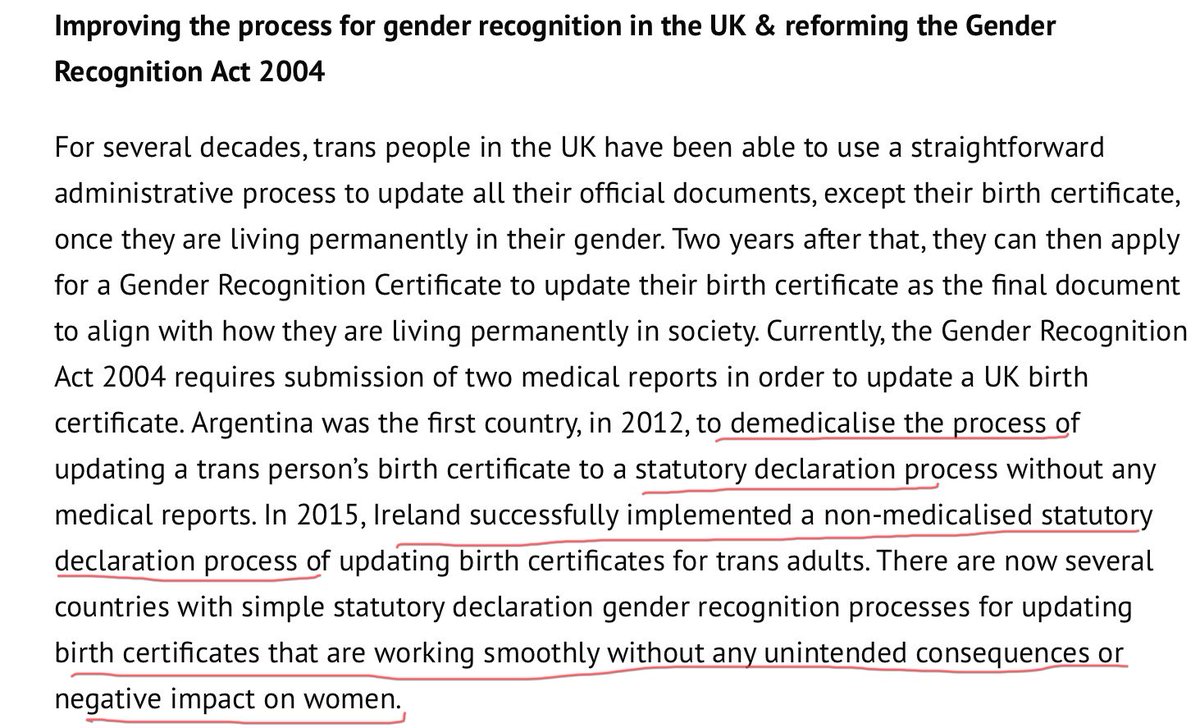 See up thread and ask how the existing process is onerous? By non medicalised they mean we have to accept male bodied women. What could possibly go wrong? cough. Karen White.