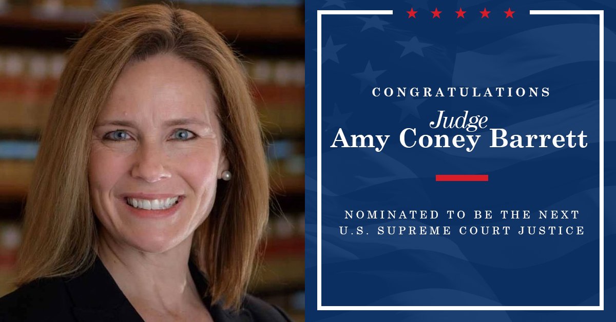 GOP on Twitter: "✔️An exceptional judge ✔️A loyal Constitutionalist  ✔️President @realDonaldTrump's nominee for the Supreme Court of the United  States Congratulations to Judge Amy Coney Barrett!… https://t.co/ytS3Ie3Akj"