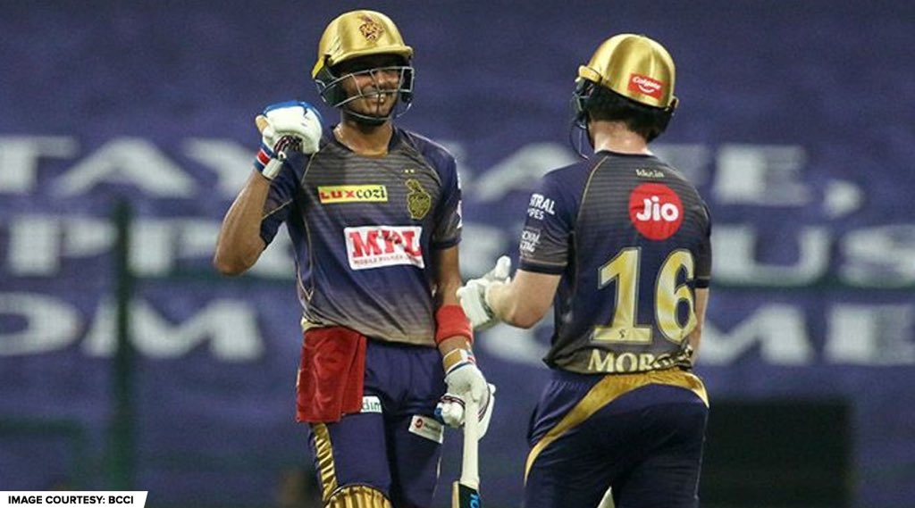 Match 8: KKR beat SRH by 7 wickets at Abu Dhabi. KKR restricted SRH to 142 thanks to Cummins (1/19) & Varun Chakravarthy (1/25). Manish Pandey hit a fifty. In reply, Shubman Gill (70* off 62) & Eoin Morgan (42* off 29) added unbeaten 92 runs for the 4th wicket  #KKRvsSRH