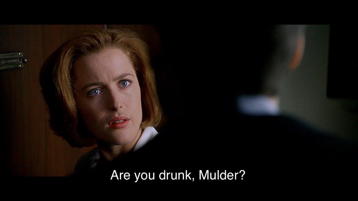 YALL THIS SCENE THOUGH???? IS LIKE, EXPLICTLY ROMANTIC ?? SCULLY REALLY THINKS THE LOGICAL END OF MULDER HEARING SHE’S QUITTING IS HIM SHOWING UP AT 3AM SO THEY CAN FUCK EYE—