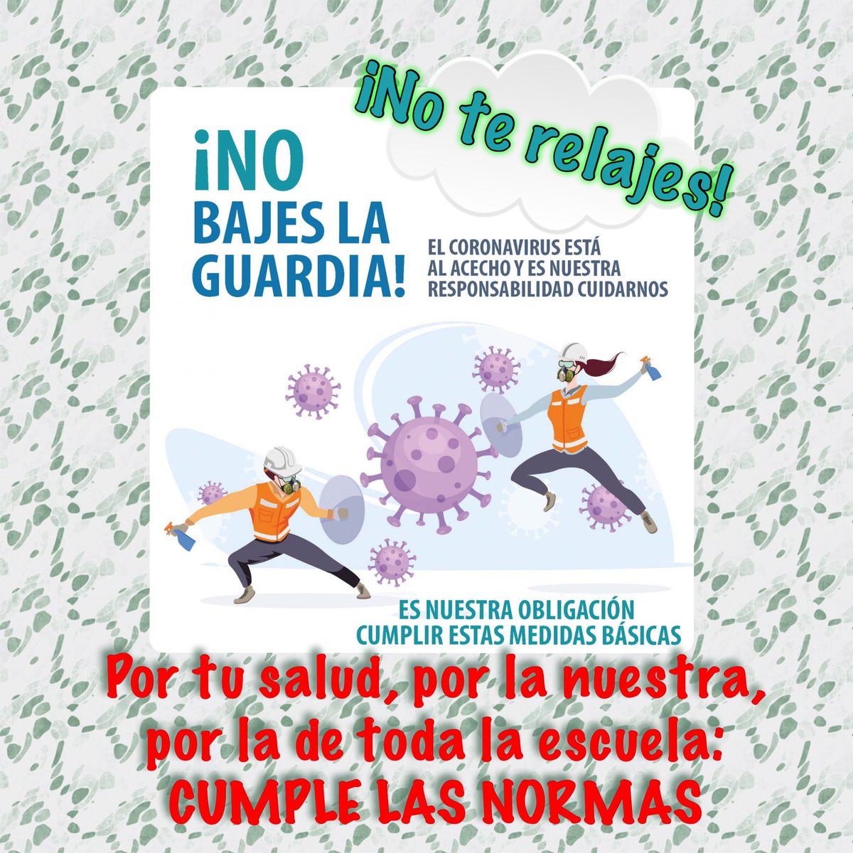 CeipMayorga's tweet photo. #SanFranciscoConsejo 👑 🦠🤺 ¡NO BAJES LA GUARDIA!Hazlo por tí,por tu 👨‍👩‍👧‍👧,por tus👩🏻‍🏫,por tu🏫,por @aytomayorga
😷 Mascarillas bien ajustadas
💨 Ventilación 
⬅️🙅🏻➡️Distancia física 
🧼🖐🧴Higiene 
Desde #YosoydelSanFrancisco protegemos a la Comunidad Educativa @educacyl @PabloFuente https://t.co/mWX2YNvA7x