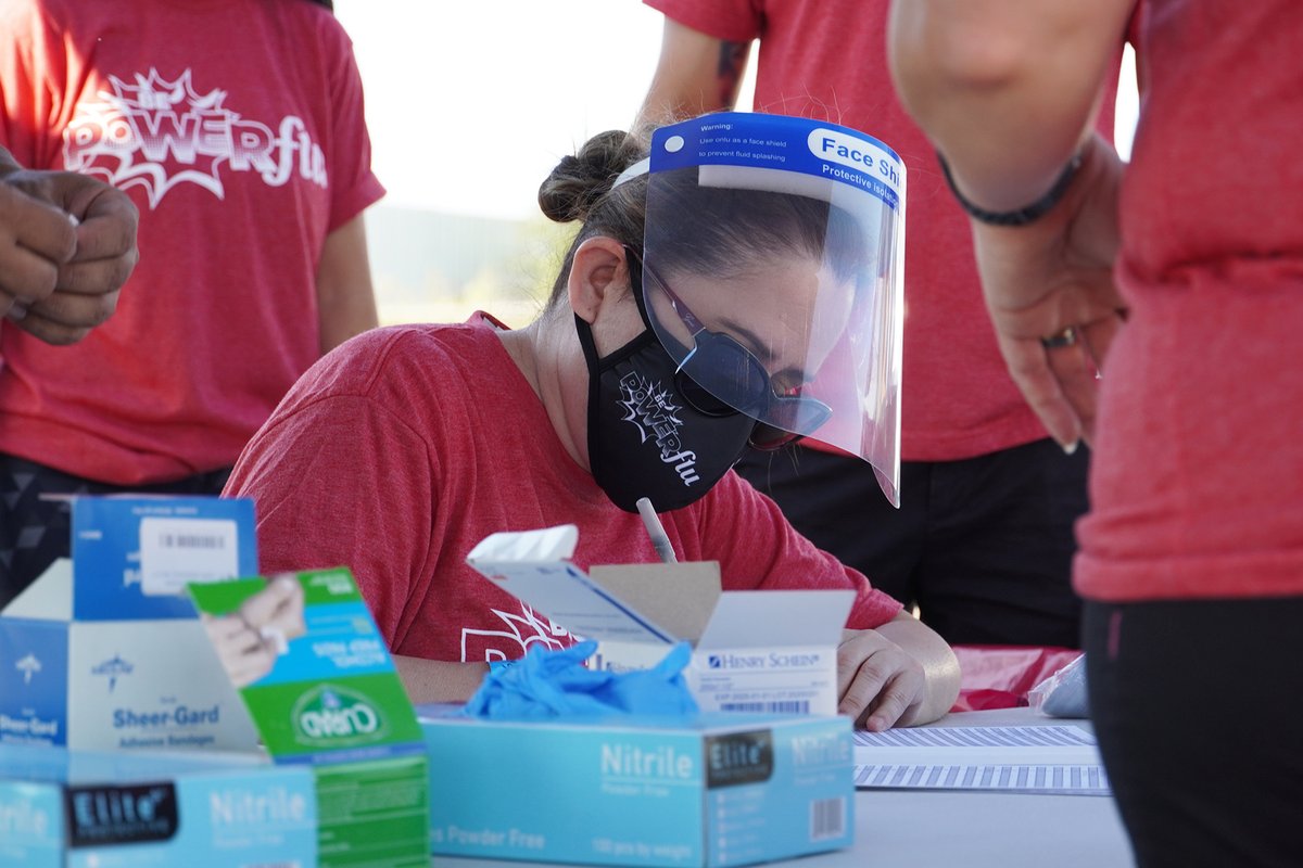 ElPasoTXGov's tweet photo. Earlier today the City of El Paso, in partnership with the County of El Paso, vaccinated over 1,100+ City and County employees and their families against the flu.
Donโt miss out! Be part of one of our upcoming drive-thru flu vaccination events and #BePOWERflu against the flu. https://t.co/flVyM7hwT9