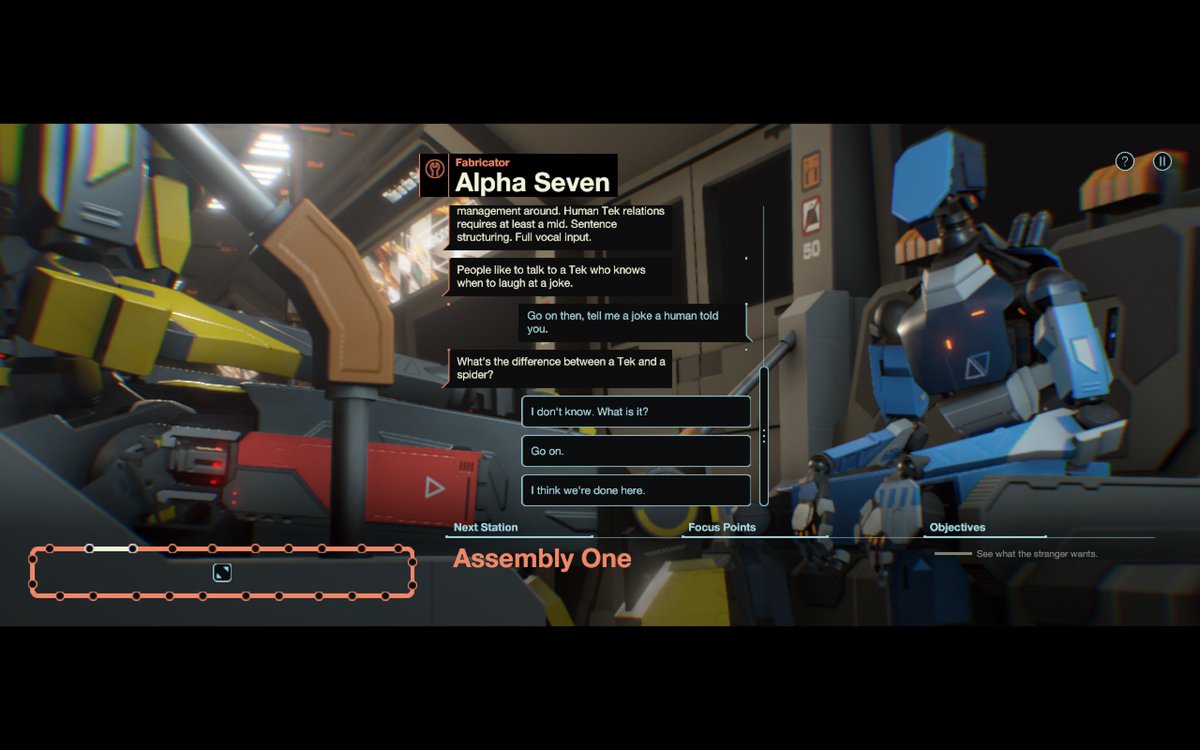 gaminginthewild's tweet photo. #1FinishAWeek 74: Virginia. Forgot to tweet about it! Decent cinematic walking simulator.
75: #SubsurfaceCircular
A sci-fi text-adventure/story set on the underground. Choose dialogue, question other robots, solve puzzles, untangle a big mystery. 2 hours. Medium fun. https://t.co/Kw4NcHWDHZ