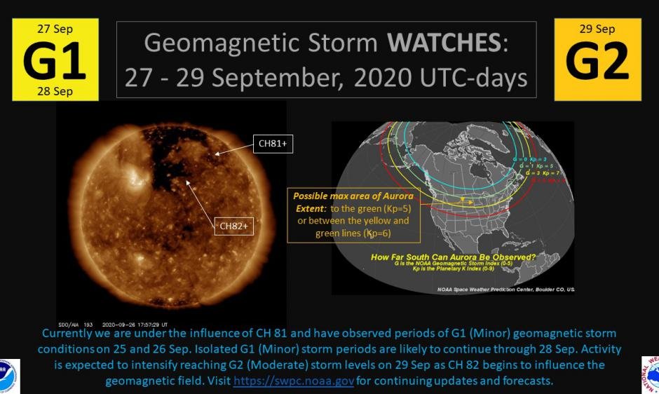 Aurora sightings possible early next week with geomagnetic storm conditions. Clear skies are expected, aside from some patchy fog in spots, if viewing permits. #WAwx

More info: swpc.noaa.gov