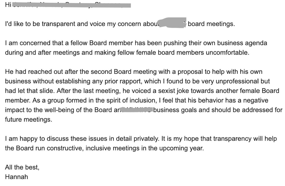 I'm cleaning my inbox and found an email to a board of an org which I had to eventually withdraw from.This is a story that I hope to share as a cautionary tale about diversity & inclusion efforts. How you can have smart, diverse people in the room & still be shitty.[thread]