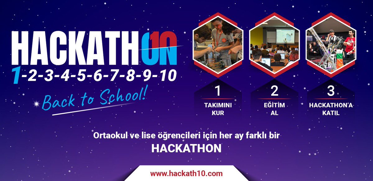 Türkiye’nin farklı şehirlerinden liseliler biraraya gelip arkadaşlarıyla birlilte dünya sorunlarına çözüm üretiyorlarsa Türkiye’yi güzel günler bekliyor demektir.
10 ay, 10 sorun, 10’larca mentör, 1000’lerce çözüm önerisi  hackath10.com #hackathon #hackath10 <a href="/hackath10/">Hackath10 / Hackathon</a>