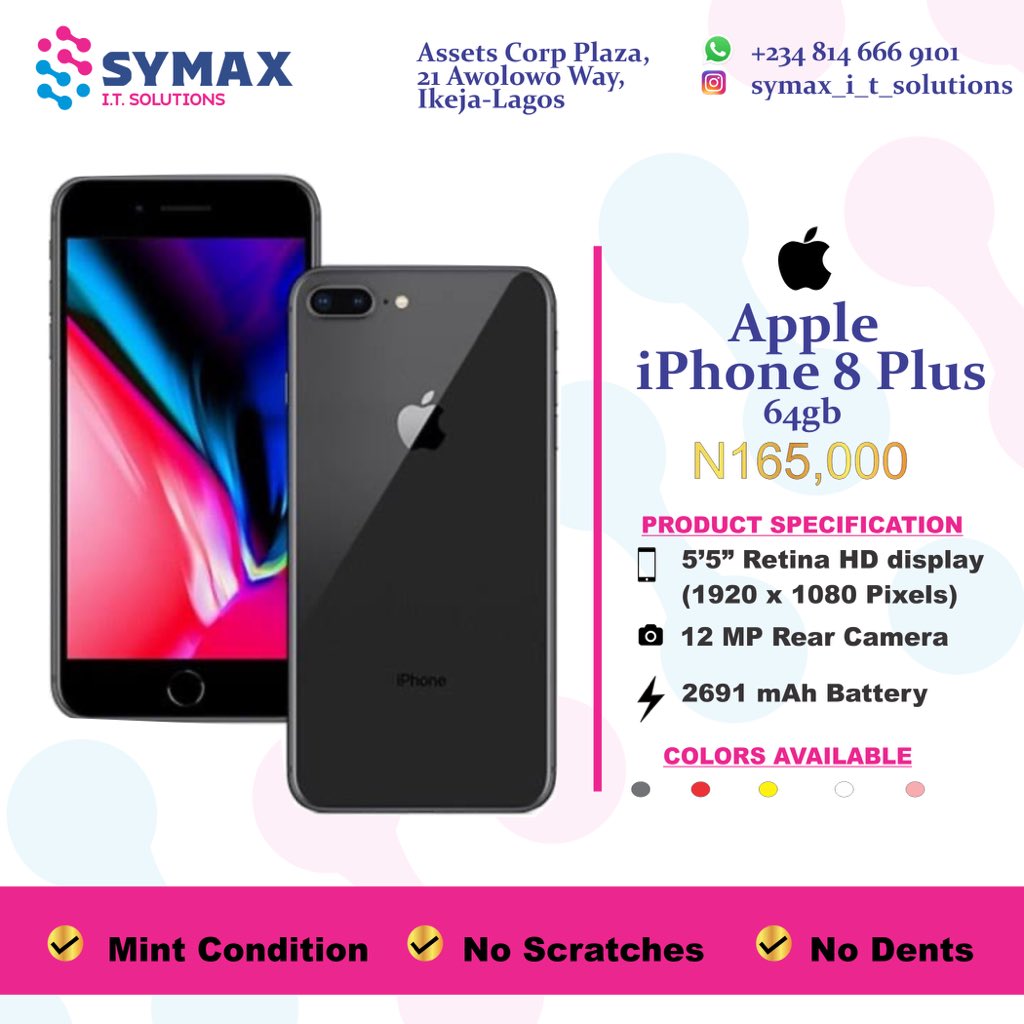 symaxitsolution's tweet image. Buy your Phones Brand New and UK🇬🇧 used phones at Symax I.T Solutions. We delivery across naija!
#staysafe #covid19nigeria