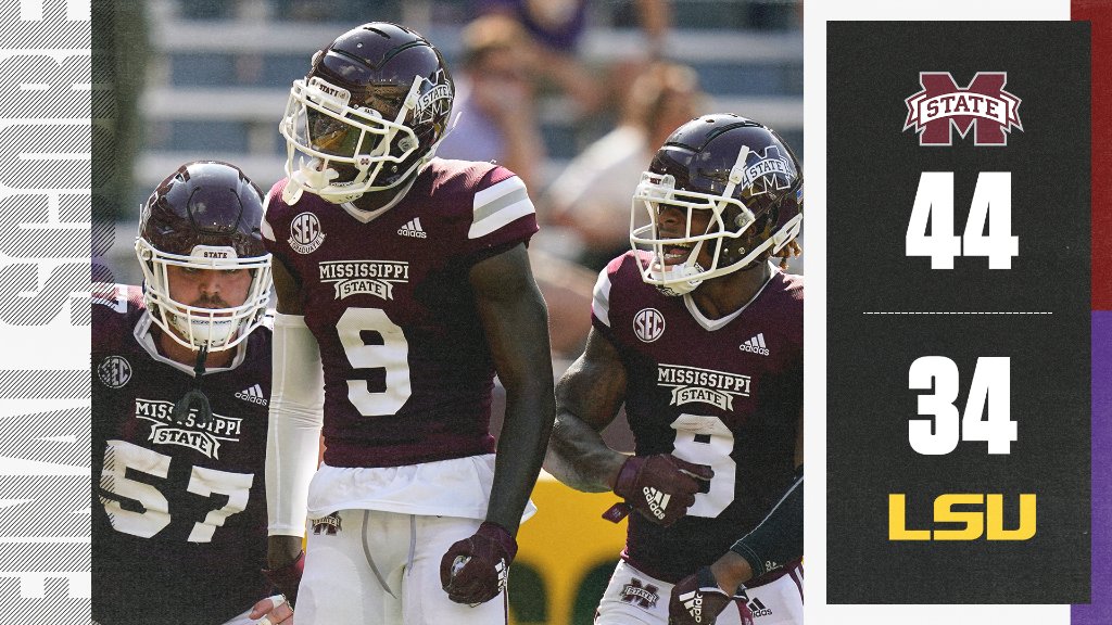 SECNetwork's tweet photo. What a start to the Mike Leach era!

@HailStateFB upsets No. 6 LSU in Death Valley! https://t.co/RdB8aaFYae