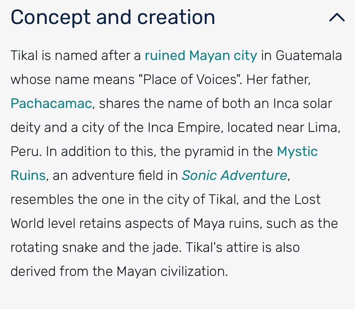knuckles specifically is heavily coded as black esp w/ his music and the echidnas as a whole are very blatantly coded as mesoamerican and knuckles ancestors pachacamac and tikal are named after real inca and maya cities the cartoon echidna is black and indigenous die mad about it