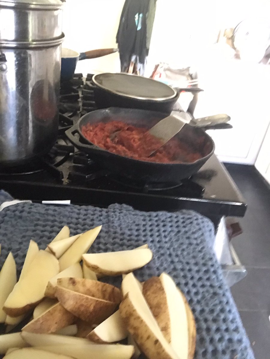 Patatas bravas about to hit the oil. Sauce is getting ready for prime time. Call the first responders if you don’t hear from me soon.