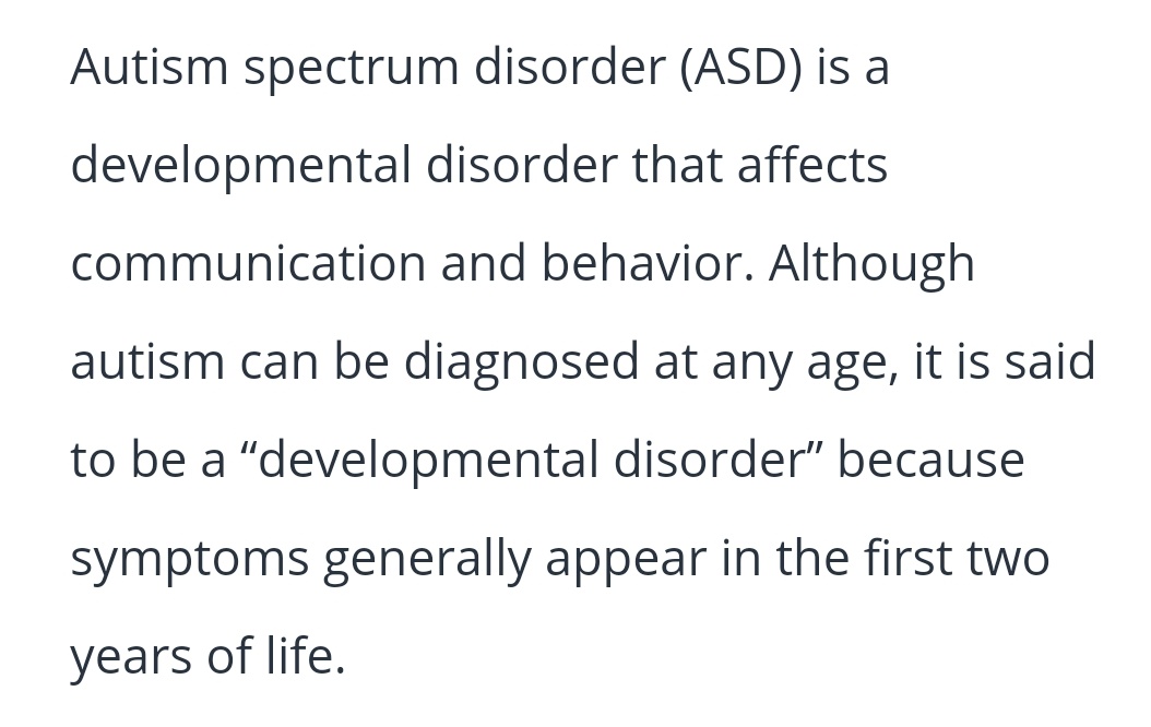 first, what is ASD? the National Institute of Mental Health defines it as the following: