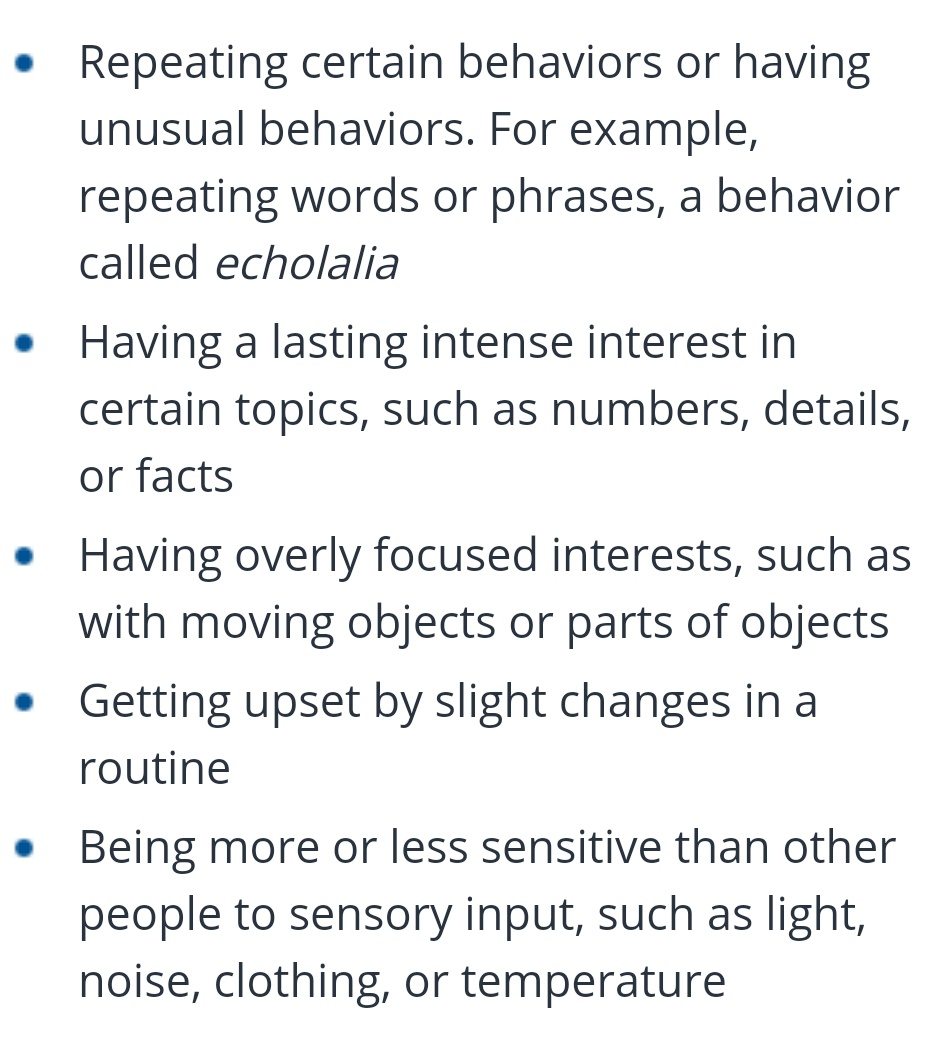 now, these are some restrictive/repetitive behaviors