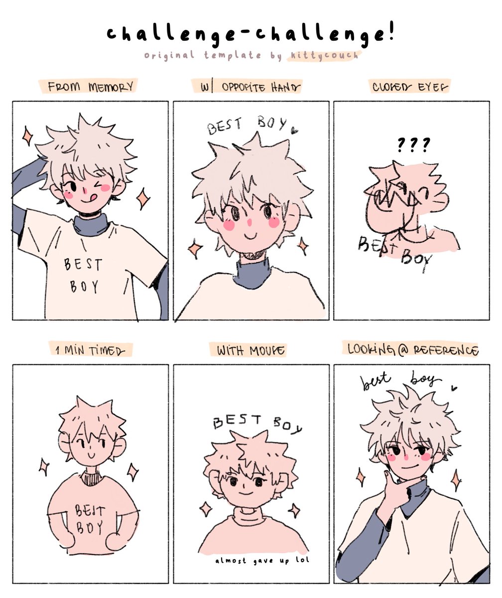 i saw this challenge on my tl and wanted to give it a try too (with best boy killua ๑・̑◡・̑๑) 