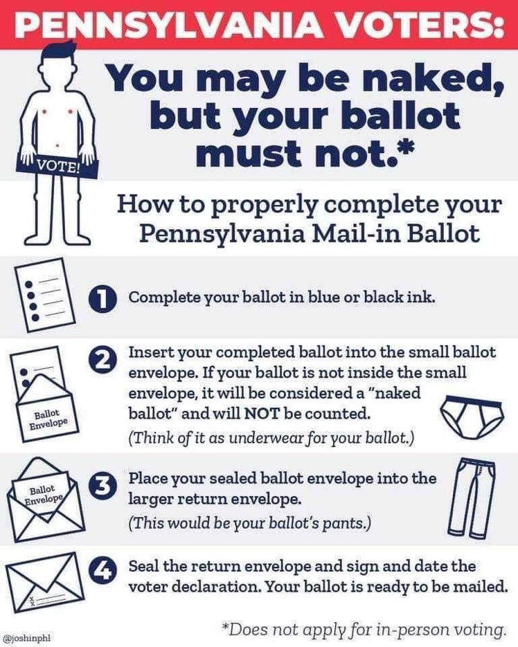 mayatcontreras's tweet photo. 😂 thank you, @joshinphl #NoNakedBallots #VoteEarly https://t.co/laofVpwt8k