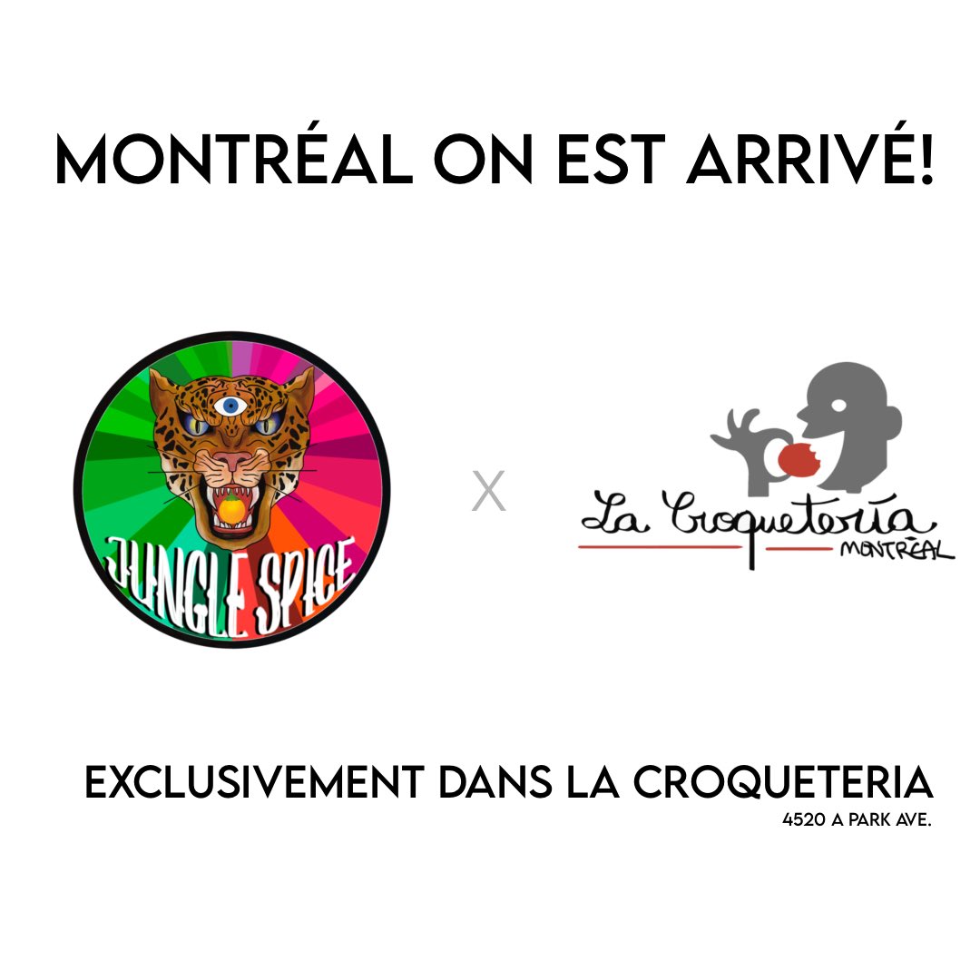 Montreal, Jungle Spice Hot Sauce is now available EXCLUSIVELY at La Croqueteria !  

For more information link in bio.