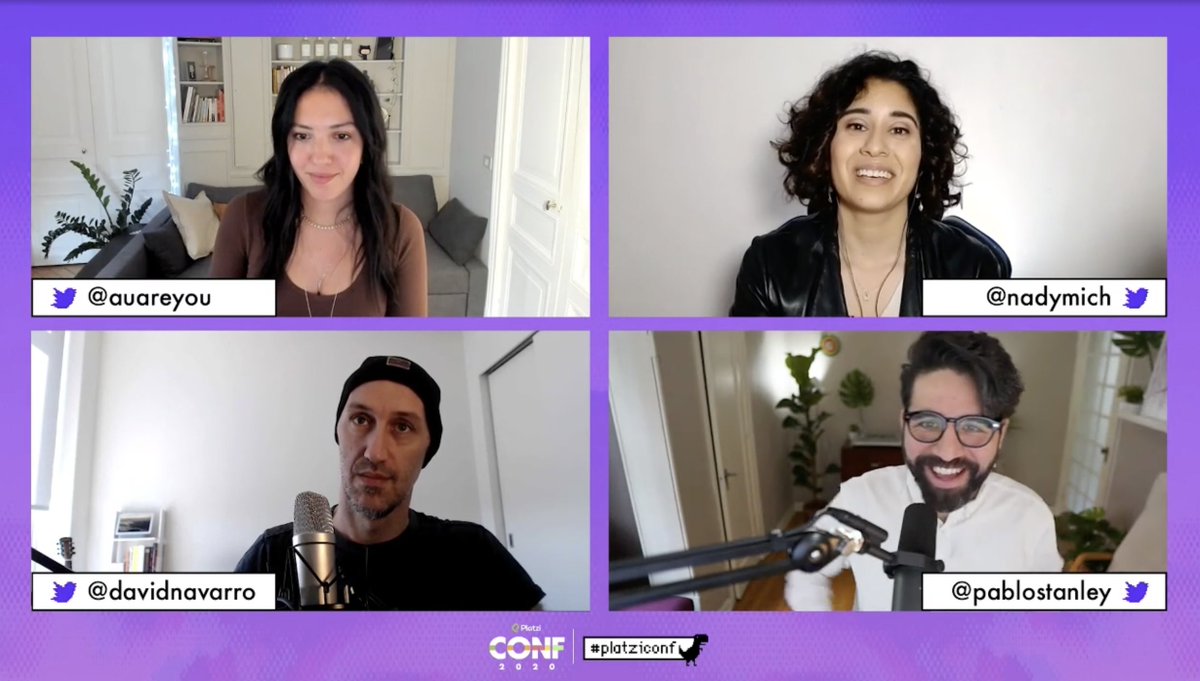 cbsalej's tweet image. Qué buena entrevista la de @nadymich a @auareyou @davidnavarro @pablostan en #PlatziConf create stage ✨