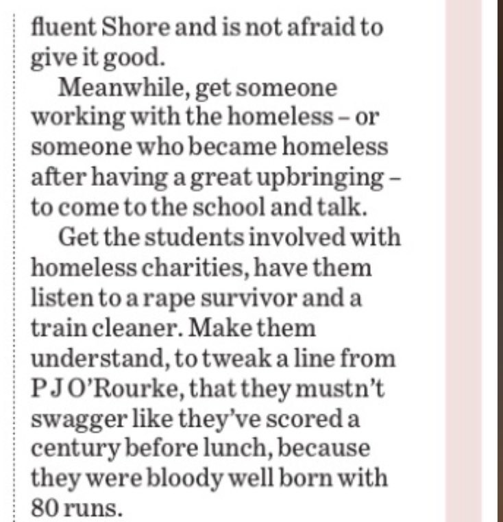 albericie's tweet photo. Excellent analysis of The Shore horrors of this week from @Peter_Fitz who went to Knox - a similarly privileged school. He talks of a lecture his cohort received by old boy Johnny Royal circa 1975. Here’s the crux of it. Remarkably fitting in the current context too https://t.co/It6QlGGRvq