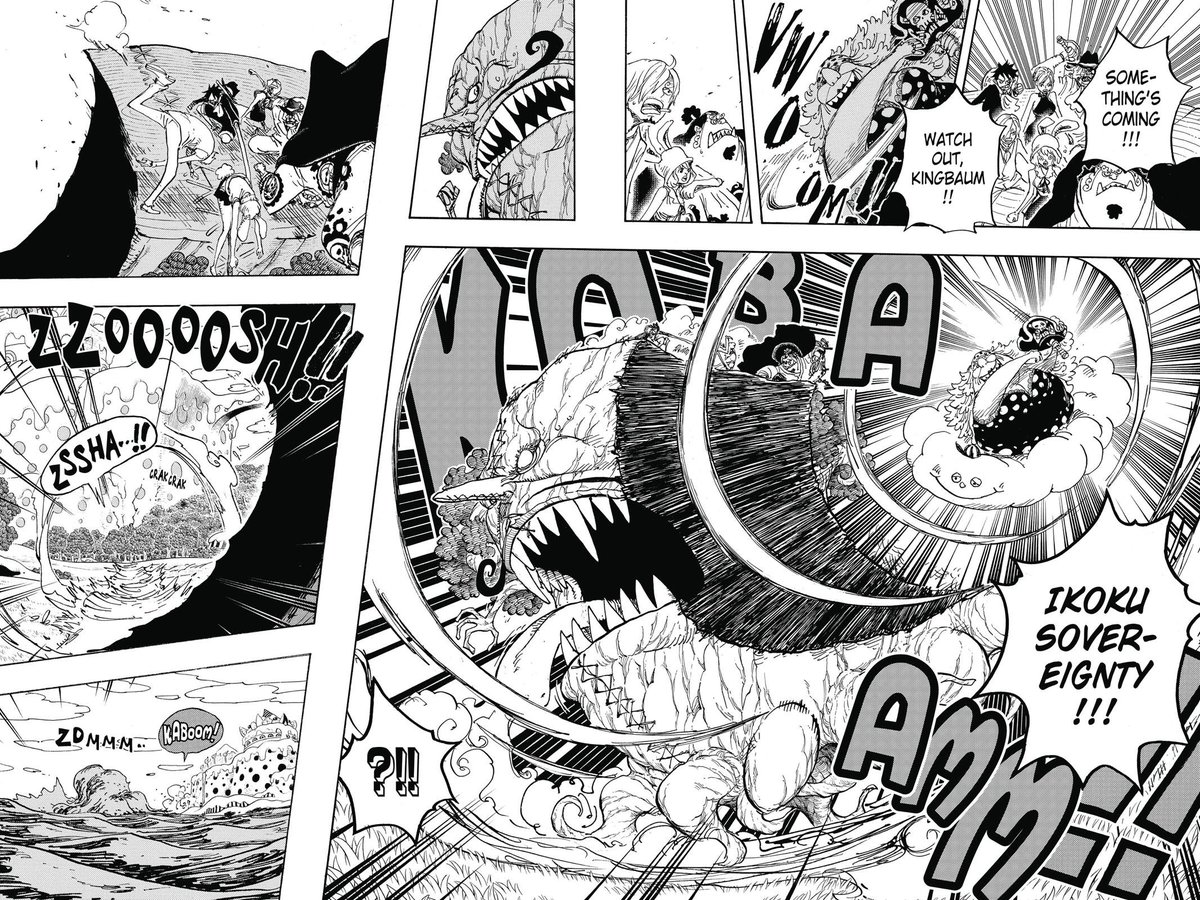 ...gigantesque et tout détruire sur son passage;Etc etcLa puissance de Big Mom n'est pas à remettre en question.Elle a objectivement la force de se poser à la table des Yonko, ceux prétendants le contraire n'ont soit pas lu le manga, soit ont un QI négatif.