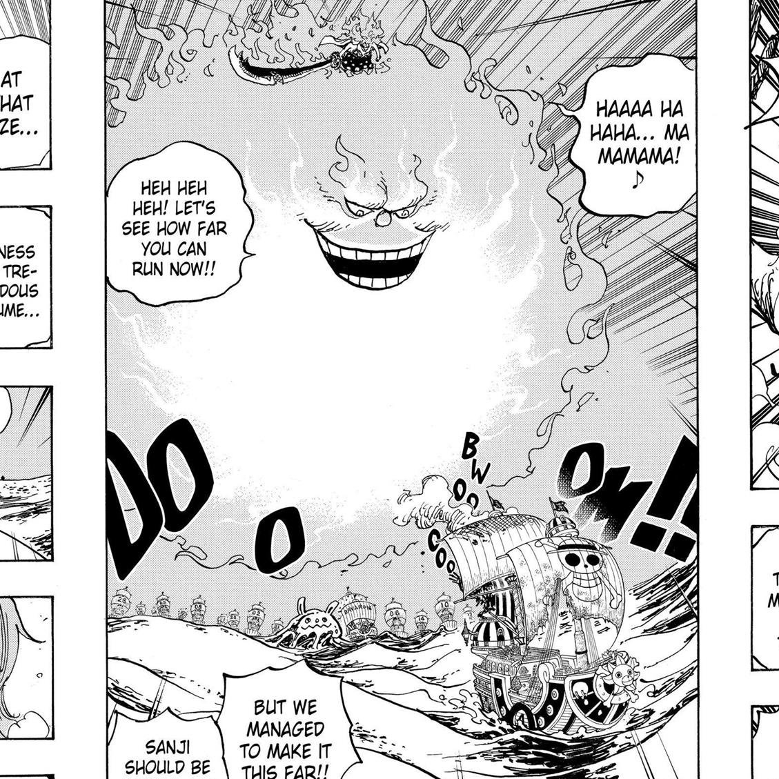 ...gigantesque et tout détruire sur son passage;Etc etcLa puissance de Big Mom n'est pas à remettre en question.Elle a objectivement la force de se poser à la table des Yonko, ceux prétendants le contraire n'ont soit pas lu le manga, soit ont un QI négatif.