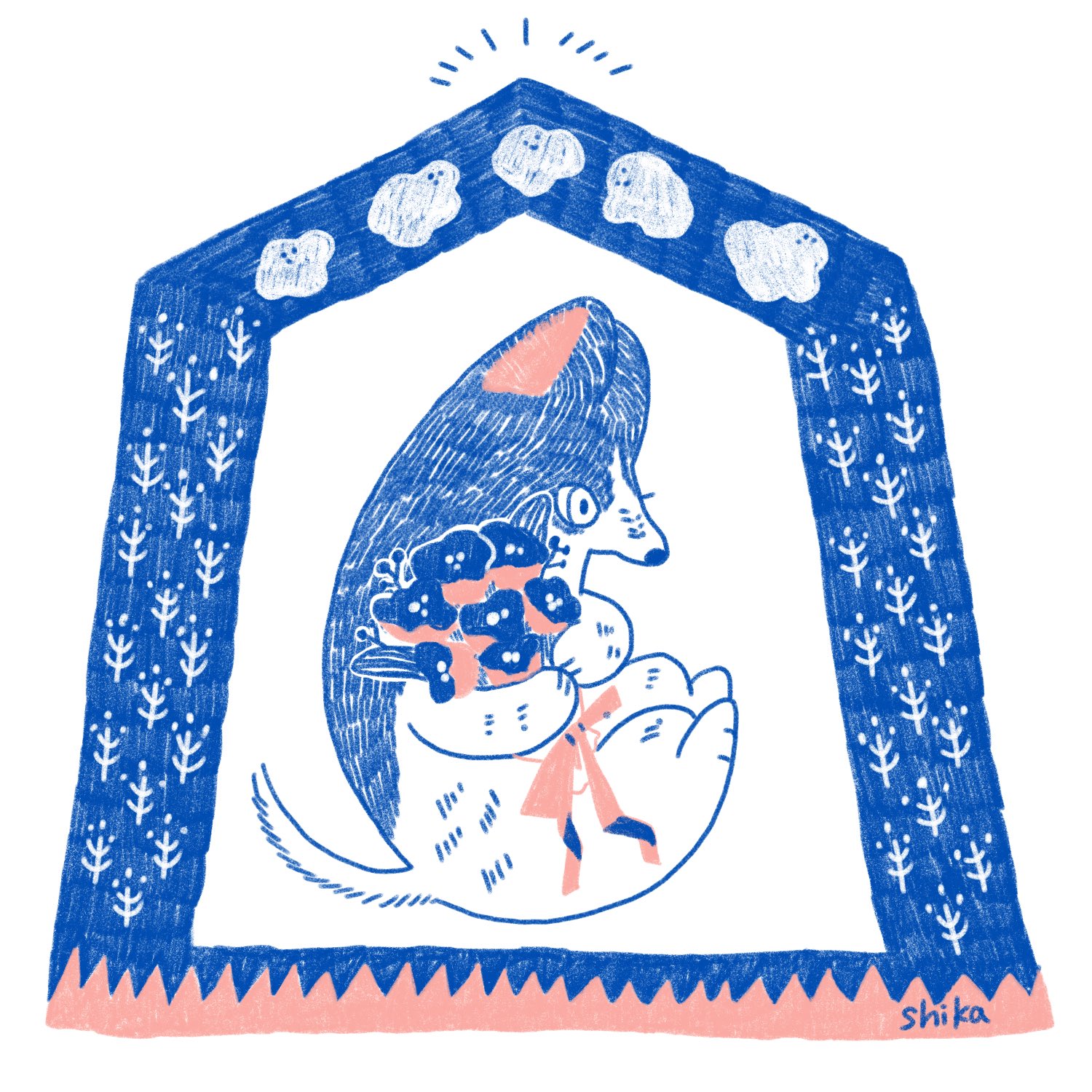シカトコ ストックイラスト販売中 かわいい花束といい天気でよかったね イラスト シカトコ ストックイラスト販売中 かわいい花束といい天気でよかったね イラスト