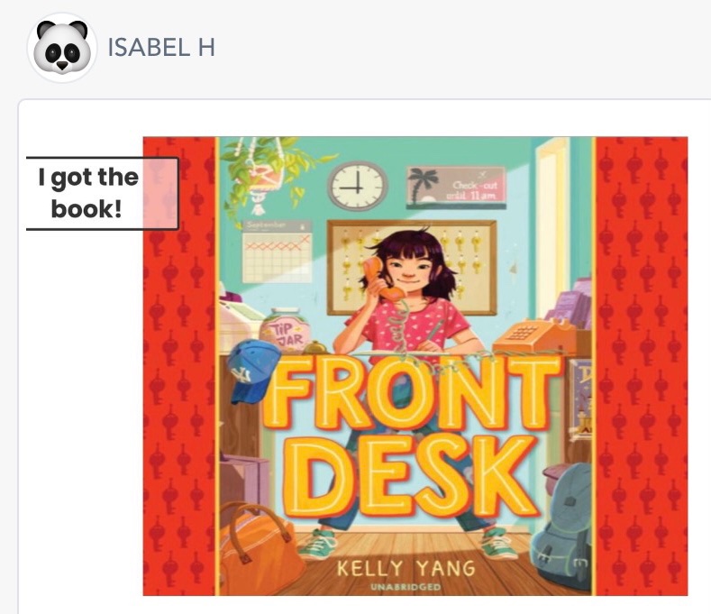 El Dorado Library (@eldolibrary) on Twitter photo A student couldn’t wait to tell me she finally got the book she had on hold, Front Desk by <a href="/kellyyanghk/">Kelly Yang</a>. I love that students can share their book joy through <a href="/Seesaw/">Seesaw</a>. Can’t wait to talk to her about the story and it’s new sequel, Three Keys. #neisdlibs <a href="/NEISDLibrary/">NEISD Library Srvcs.</a> A student couldn’t wait to tell me she finally got the book she had on hold, Front Desk by <a href="/kellyyanghk/">Kelly Yang</a>. I love that students can share their book joy through <a href="/Seesaw/">Seesaw</a>. Can’t wait to talk to her about the story and it’s new sequel, Three Keys. #neisdlibs <a href="/NEISDLibrary/">NEISD Library Srvcs.</a>
