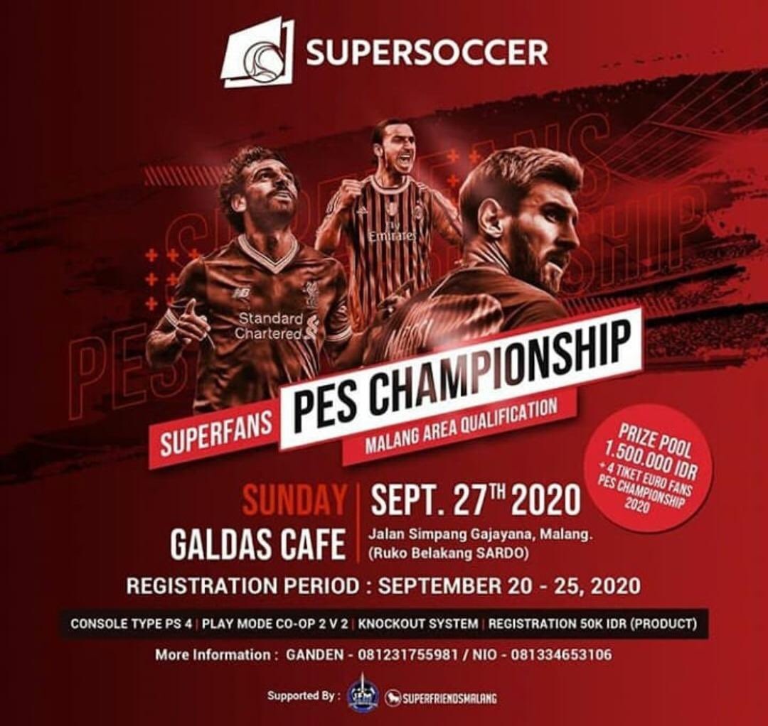 Buon giorno a tutti! 

Pagi ini tim PES JCI Malang berlaga di Superfans PES Championship. 

JCI Malang diwakili oleh;
- Rizky Githa Hidayat
- Harry Dwi Prasetyo
- Stevanus Trendy 
- Seto Gandha Bonansa
- Wahyu Arfiqul

Selamat bertanding. 
Vinci per noi!