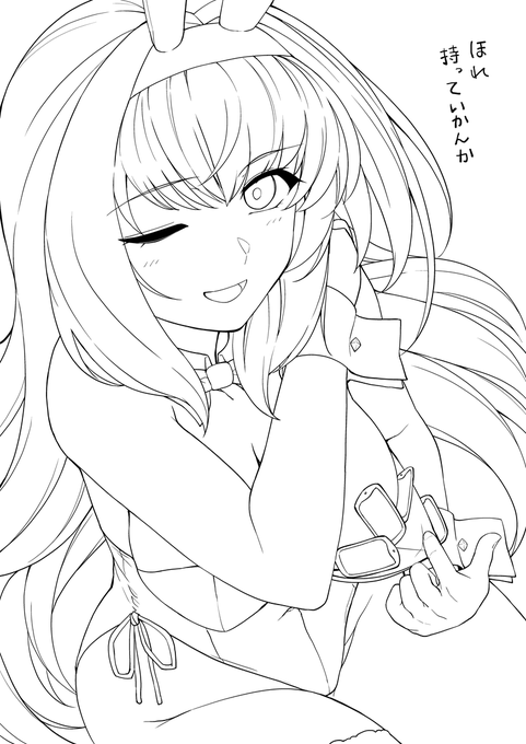 今夜9時からYoutubeで色塗り配信をしようと思うのですが、どちらのバニースカサハ師匠の線画がいいですか?このツイの下にアンケート下げておきます。 