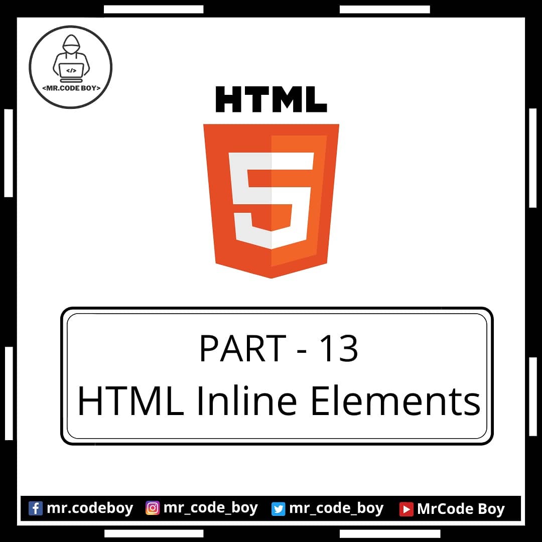 mr_code_boy's tweet image. HTML Part - 13 (Inline Elements)

Like, Share, and Follow for more technical stuff.

YouTube - bit.ly/mrcodeboy
Facebook - facebook.com/mr.codeboy/
Instagram - instagram.com/mr_code_boy/

#coding #programming #programmer #developer #python #code #100DaysOfCode